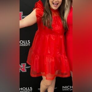 Red ruffled boutique dress